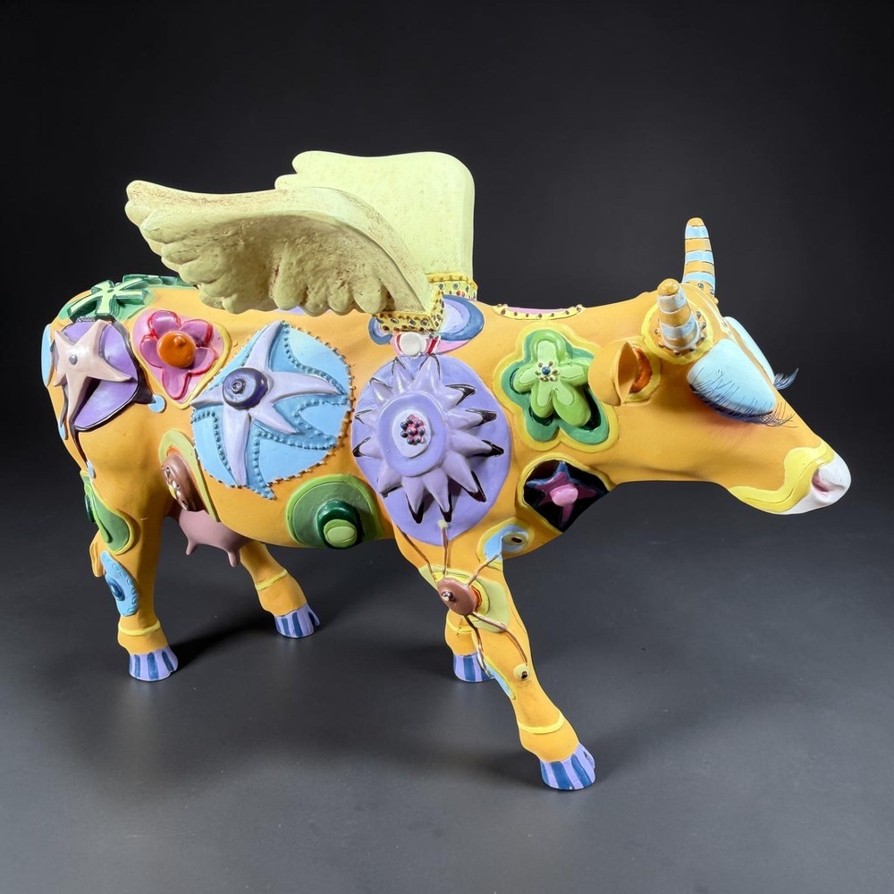 CowParade AngeliCow 9127 Westland Giftware Yellow Angel Wing Cow Figurine 2000